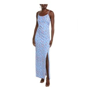Diane Von Furstenberg Gwendoline Maxi Dress Lipstick Dot Sky Blue